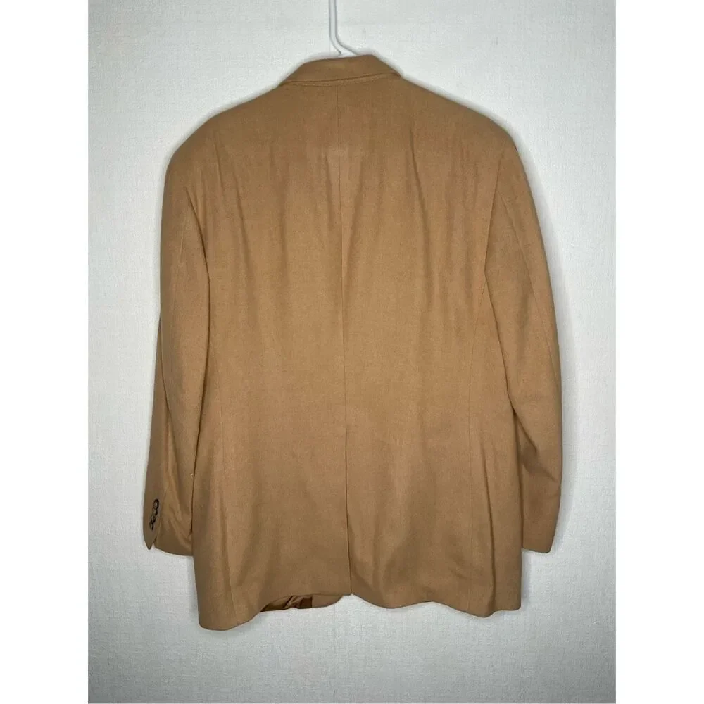 Bill Blass Men’s 42L Camel Hair‎ Blazer Tan Beige Sport Coat Jacket Two 2 Button